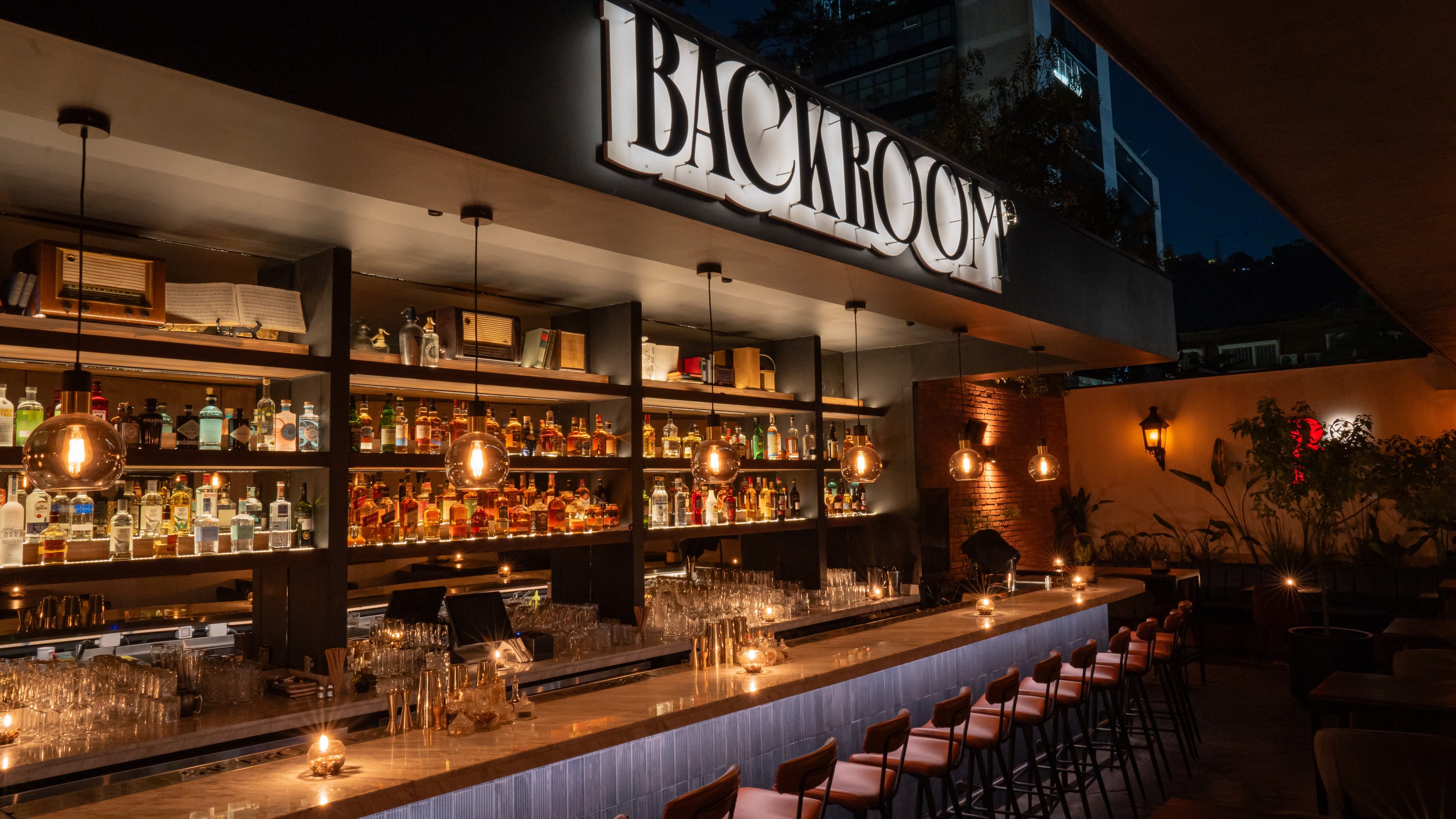 The Backroom Santiago bar, with the illuminated sign